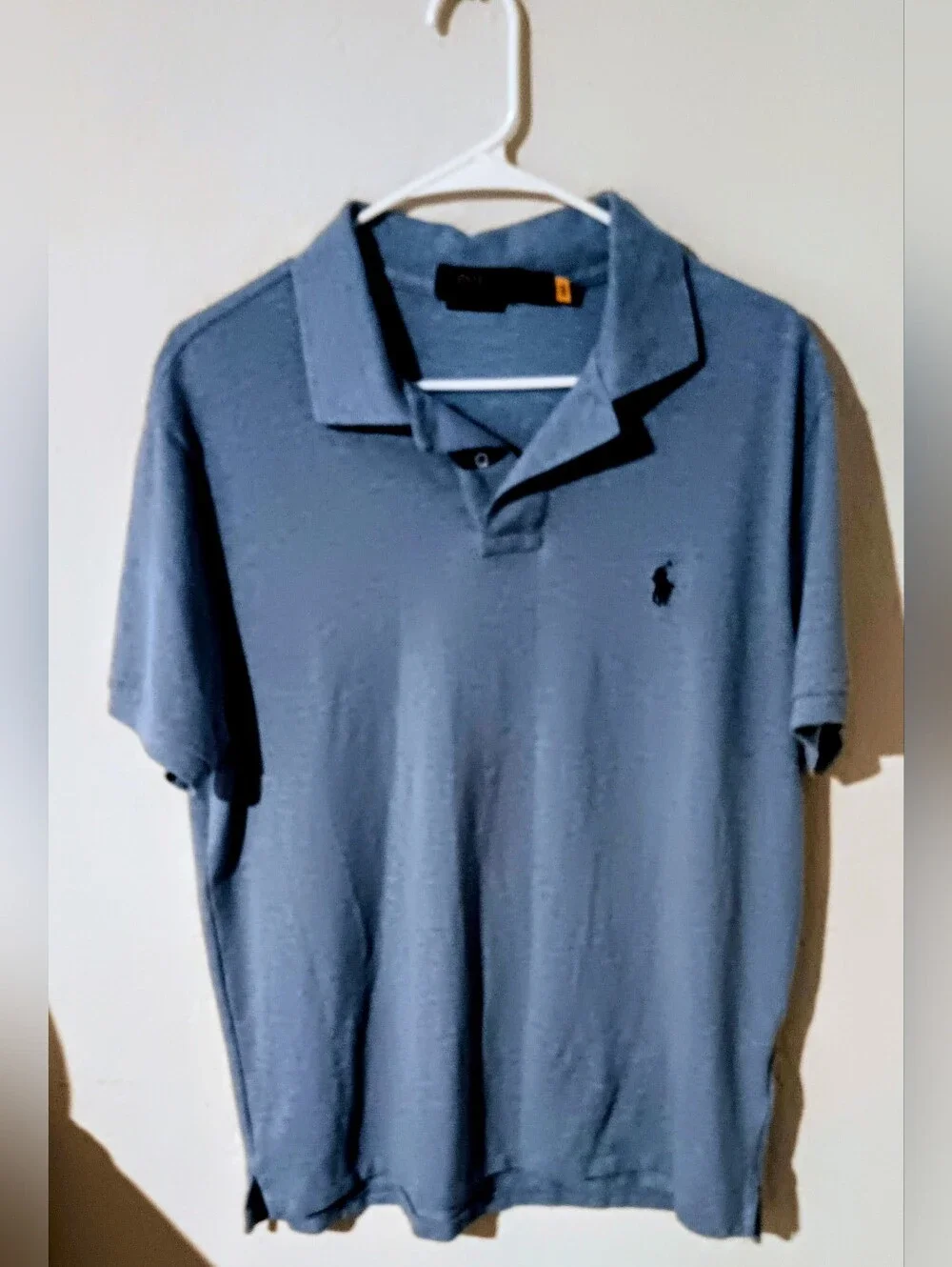 Polo by Ralph Lauren Men's  Blue Polo Custo. Slim Fit Shirt- Large
